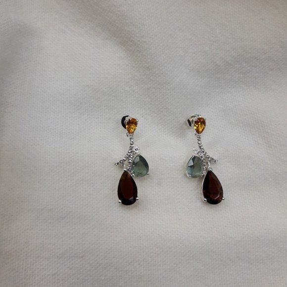 NVC Designer Signed Earrings Nataliya V Collister Elegant Silver Tone Pierced - Picture 2 of 5